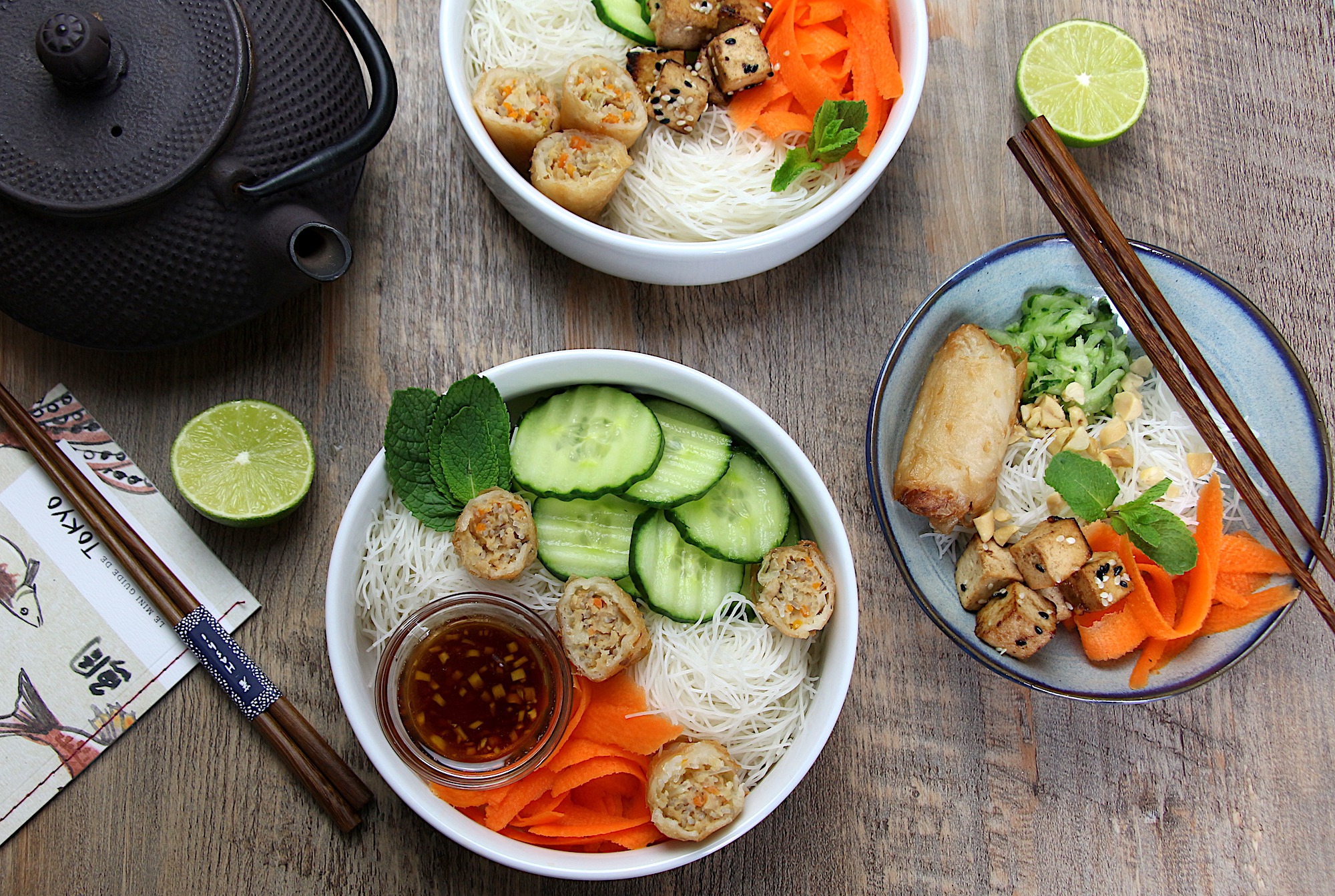 Bo bun végétarien express sauce au gingembre et citron vert